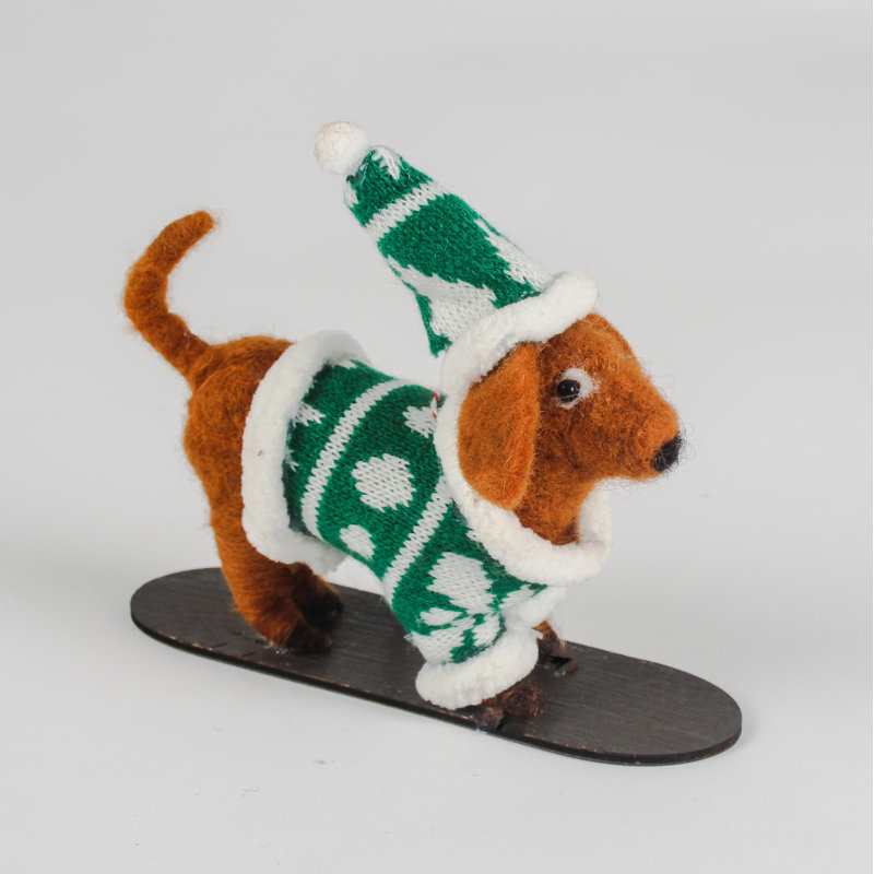 Snowboarding Dog Hanging Figurine Ornament