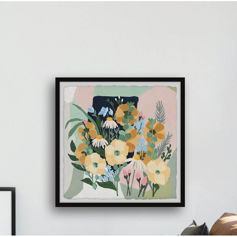 Reproduction d’art sur papier encadrée « Wild Poppies » par Parvez Taj, H 32 po x l 32 po x P 1,5 po