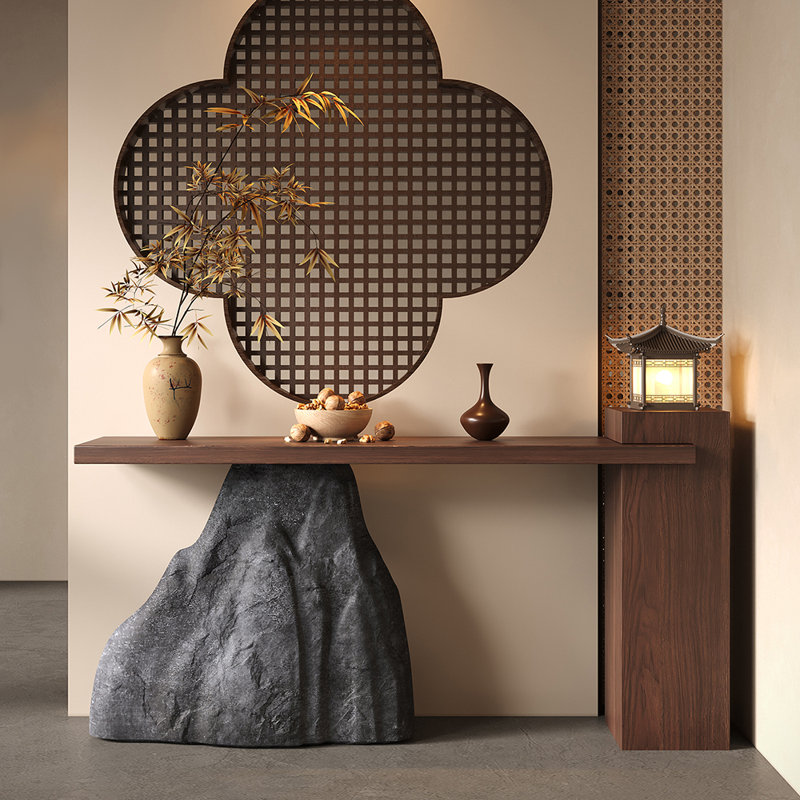 Modern and simple console table, Brown/Gray, 35.4" H x 78.7" W x 11.8" D