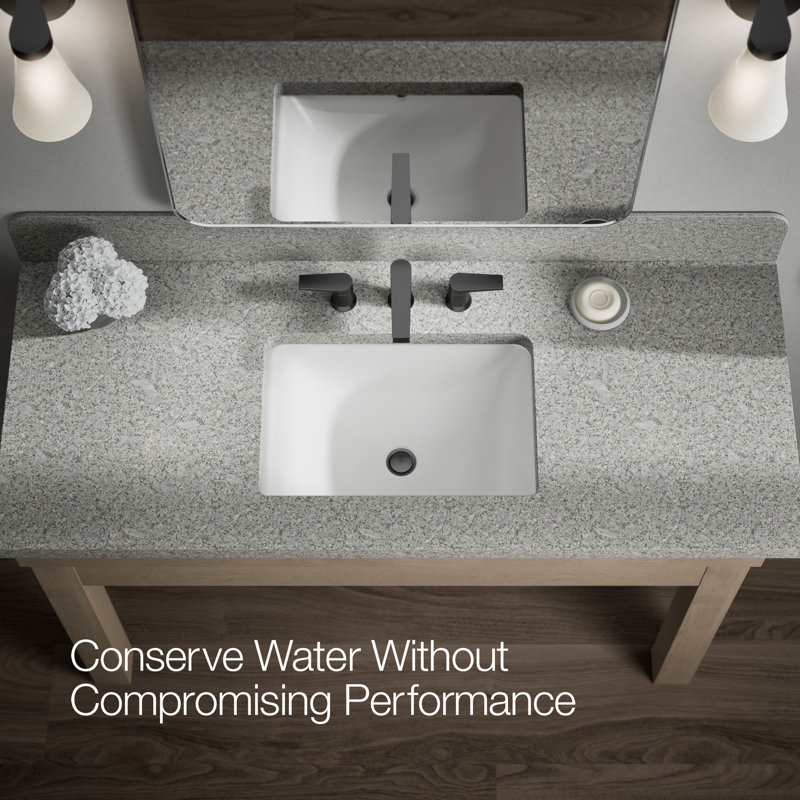 Kohler Taut Widespread Bathroom Faucet with Pop-Up Drain Assembly, 3 Hole 2-Handle Bathroom Sink Faucet, 1.2 gpm, Matte Black