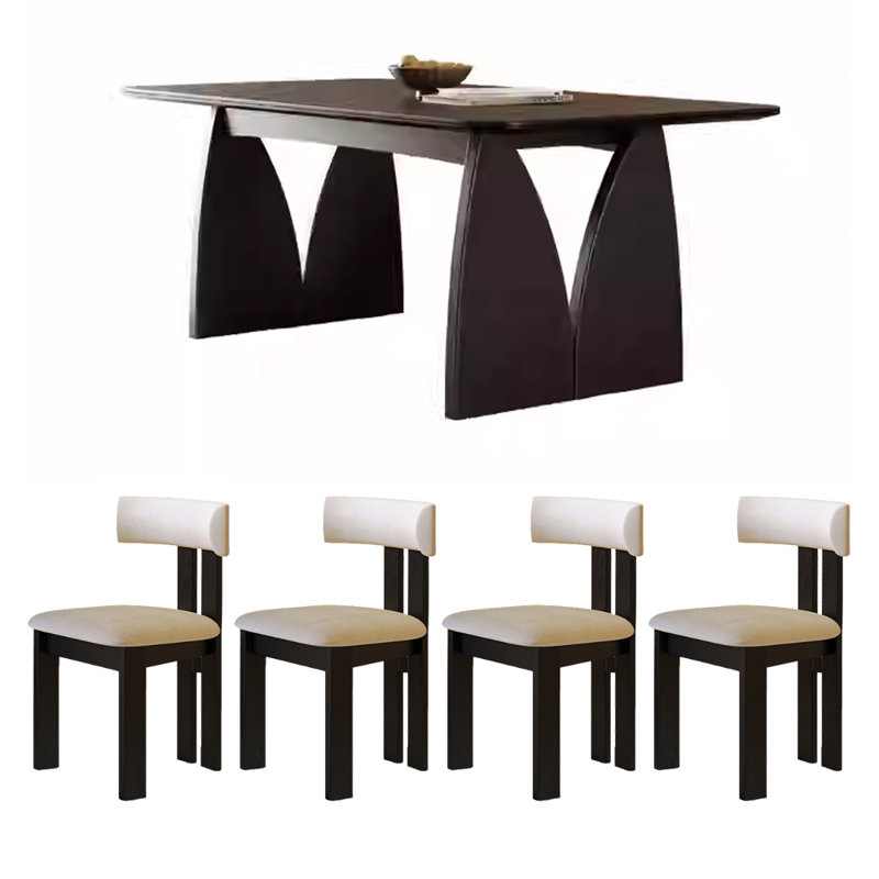Table de salle à manger Retro Simple, Blanc/Noir, H 29,52 po x L 55,11 po x l 31,49 po, Noir, noir, noir, noir