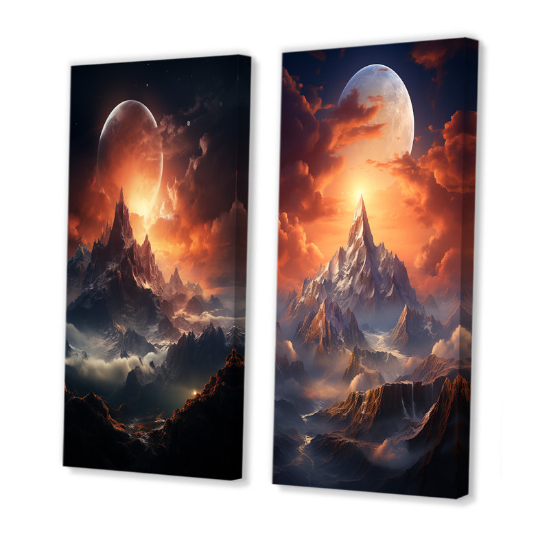 Ensemble de salon mural Lunar Space Mountain, H 28 po x l 25 po, Toile tendue
