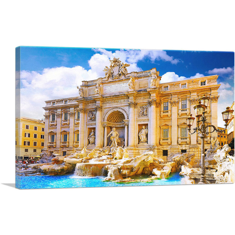 Fountain Di Trevi Rome, Italie, reproduction de photo sur toile tendue, H 18 po x l 26 po x P 0,75 po