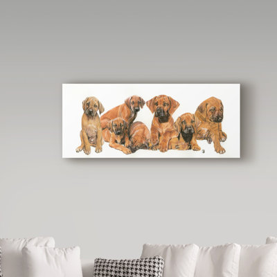 Adelphi 'Rhodesian Ridgeback Puppies' Oil Painting Print on Wrapped Canvas