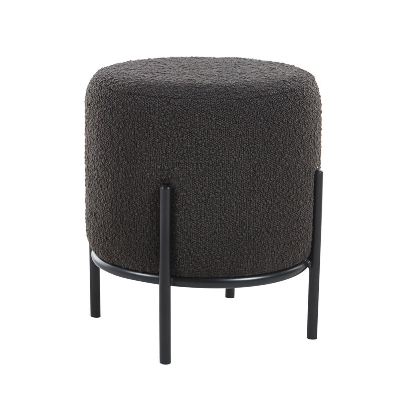 Wigburg 35cm Wide Round Footstool Ottoman, Anthracite, Black