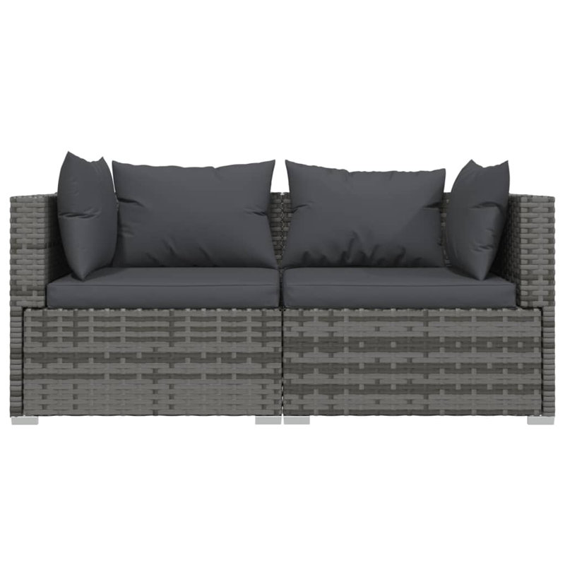 Ensemble de canapé d'extérieur 2 places, Coussin gris / cadre gris