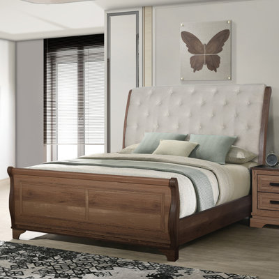 Wallasey Wood Sleigh Bed In Pecan