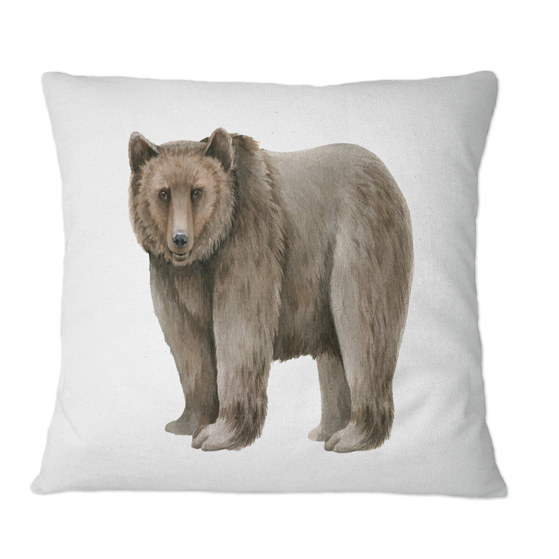 Coussin Brown Bear On - imprimé traditionnel, 16 po x 16 po