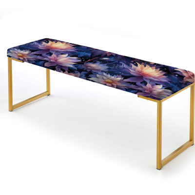 Purple Celestial Dreams Floral Pattern - Floral Upholstered Gold Bench