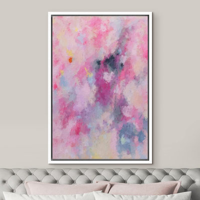 Sarcelle vibrante rose pastel à l'aquarelle, coups de forme abstraite, art moderne, détente / calme