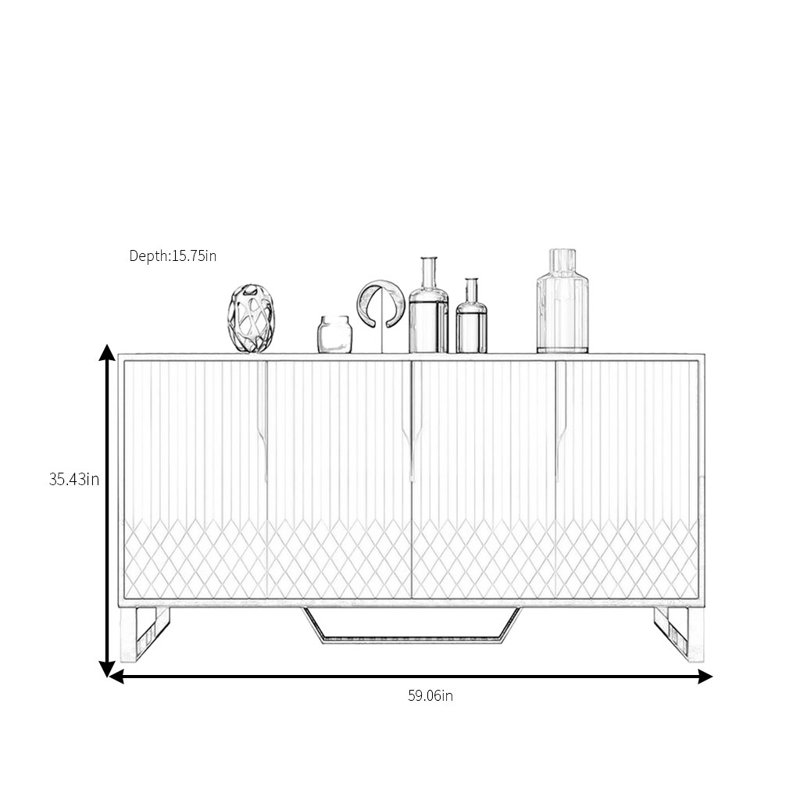 Buffet haut de gamme luxueux, H 35,43 po x l 59,06 po x P 15,75 po
