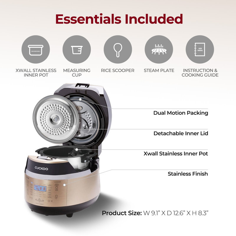 Gold Stainless Steel Induction Heating Pressure Rice Cooker with Nonstick Inner Pot