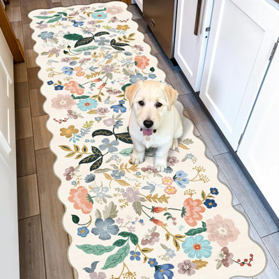 Tapis de cuisine floral festonné