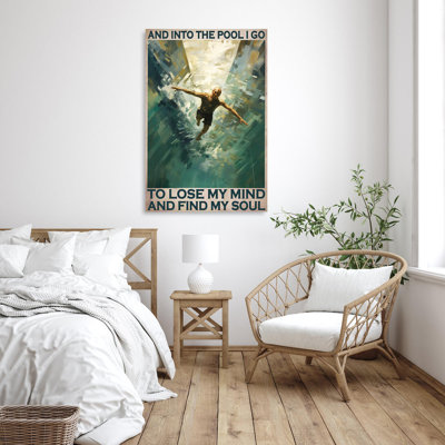Swimming And Into The Pool - 1 Piece Rectangle Graphic Art Print On Wrapped Canvas