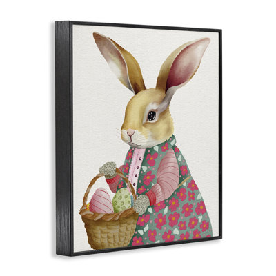 Lapin de Pâques avec panier à œufs, estampe numérique, design par Regina Moore