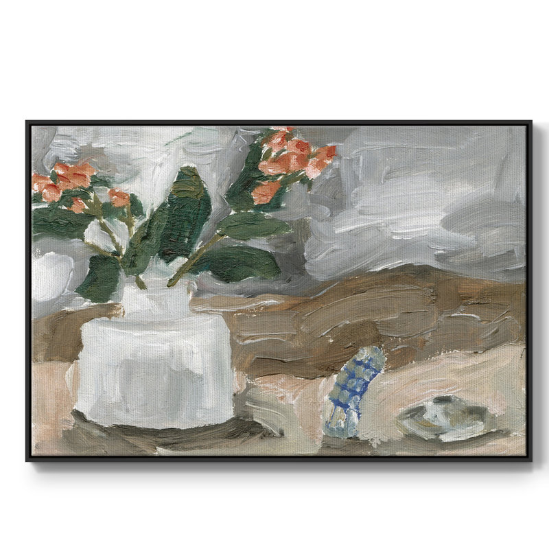 Vase de fleurs roses III, H 27 po x l 41 po x P 2 po, Noir
