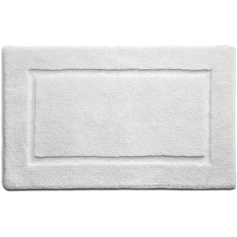 Dithusan Border Bamboo Bath Mat, 80cm L x 50cm W, White