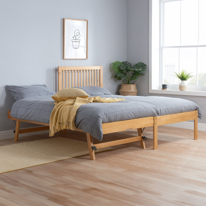 Martwon Single (3') Solid Wood Guest Bed with Trundle, Pine