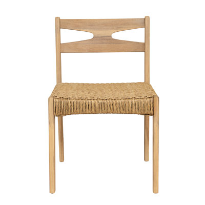 Chaises de patio en bois massif de style Mid-Century avec siège en osier tissé à la main Ziven