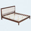 Structure de lit plateforme en bois massif avec tête de lit tapissier en velours beige-1621978457-1621978456