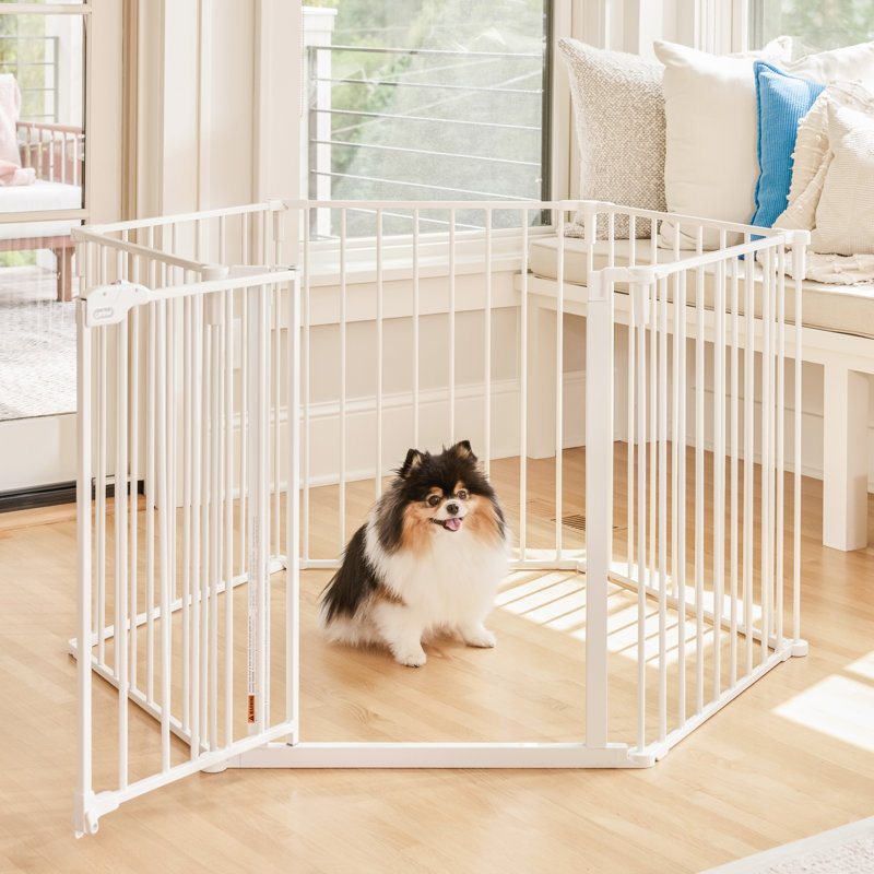 White Metal Convertible Pet Yard with Door