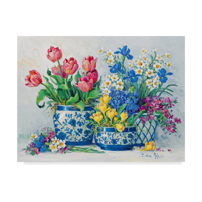 «Spring Garden in Blue», reproduction de peinture acrylique sur toile tendue