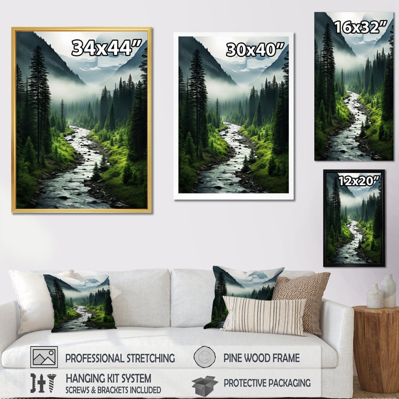 Beedie Canada Misty Morning sur toile, H 32 po x l 24 po x P 1 po, Cadre flottant noir