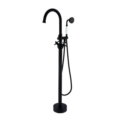 Robinet de baignoire autoportant avec douche à main - métal, noir mat, noir de salle de bain modernisé avec douche, durabilité en métal