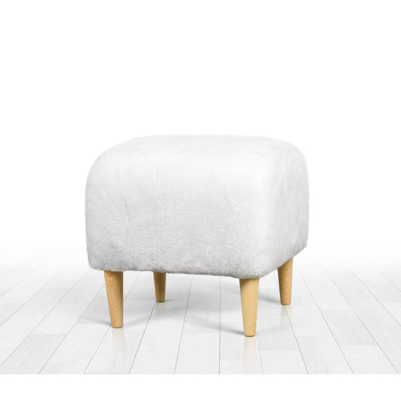 Repose-pieds cubique large de 16,5 po Abdulhakim, 100 % polyester blanc