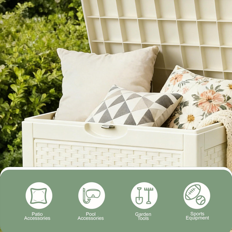 33 Gallon Outdoor Storage Box, Cream White