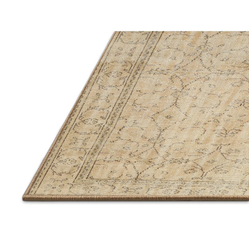 Tapis contemporain beige / olive clair, Rectangle 5 pi x 7 pi