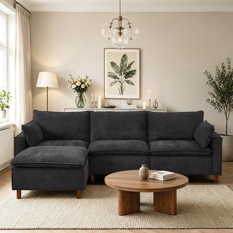 Grand canapé modulaire en L chenille de 108,5 po pour la maison