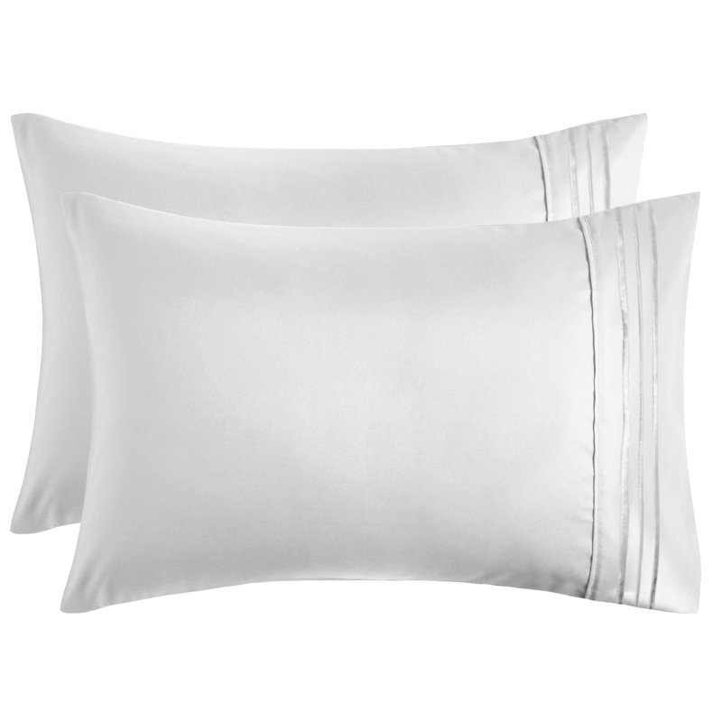  Brushed Microfiber Pillowcases Envelop Closure, Queen, White