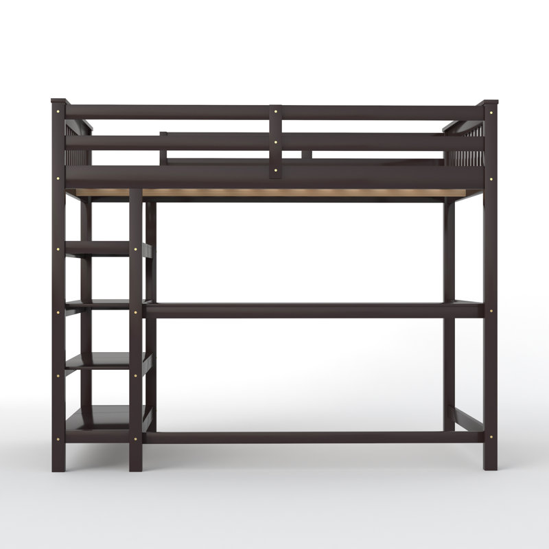 Lit mezzanine avec bureau intégré Eelika par Harriet Bee, Double, Espresso