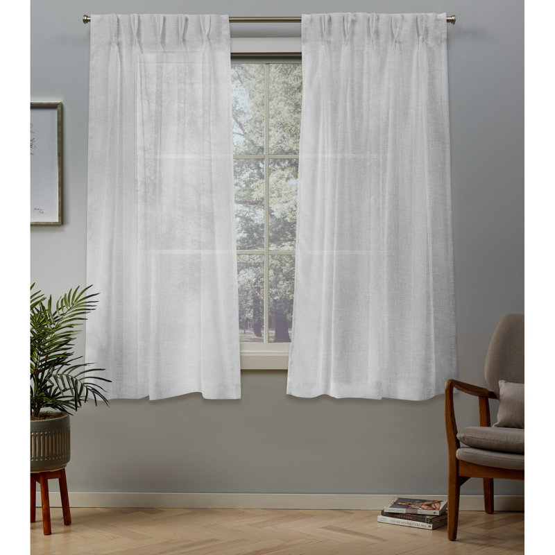Lusetta Semi-Sheer Curtain Panel Pair, 30" W x 84" L, Winter White