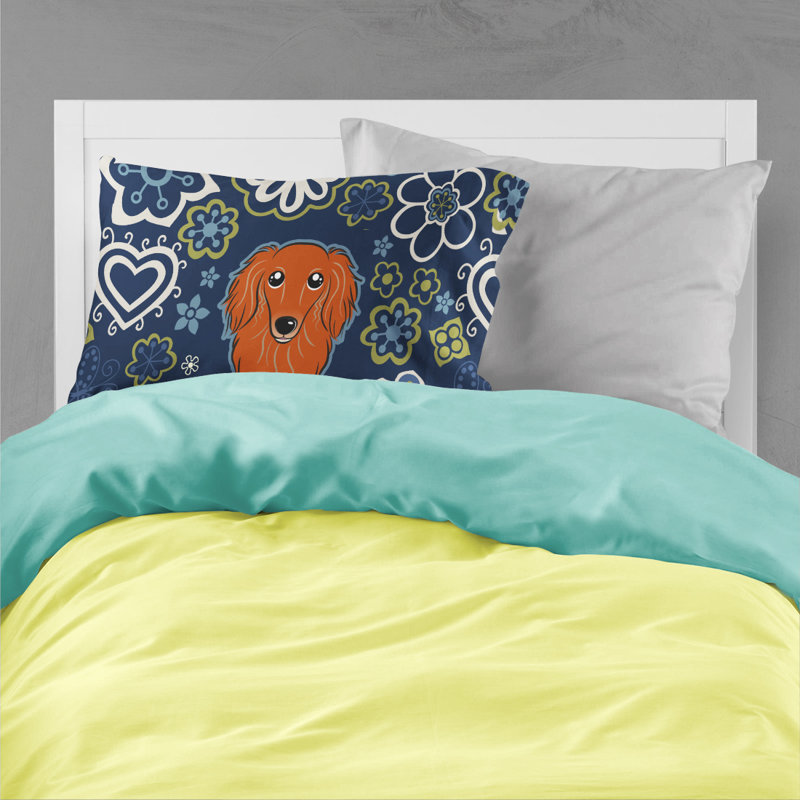 Flowers Microfiber Floral, Longhair Red Dachshund