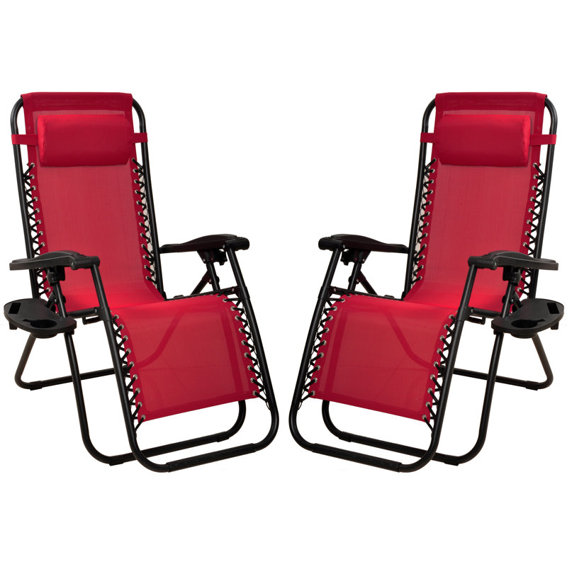 Braeley Folding Zero Gravity Chair, Burgundy