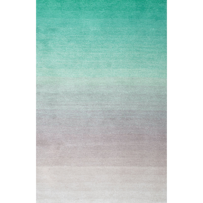 Thomason Handmade Ombre Turquoise Shag Area Rug, Rectangle 4' x 6'