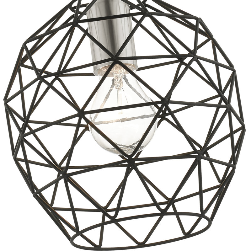 Luminaire suspendu simple à 1 lumière Lucilo, Noir