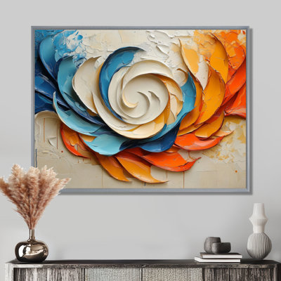 Lignes colorées de peinture abstraite Petal Spiral III - Art mural spirales abstraites pour le salon