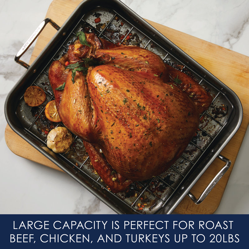 16.5" x 13.5" Nonstick Steel Roaster with Reversible Rack