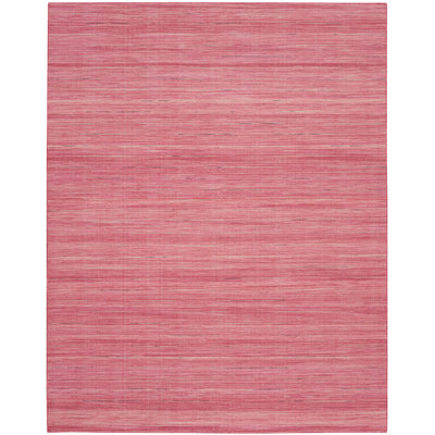 Anerinda Solid Hand Loomed Wool/Cotton Area Rug in Rose Pink