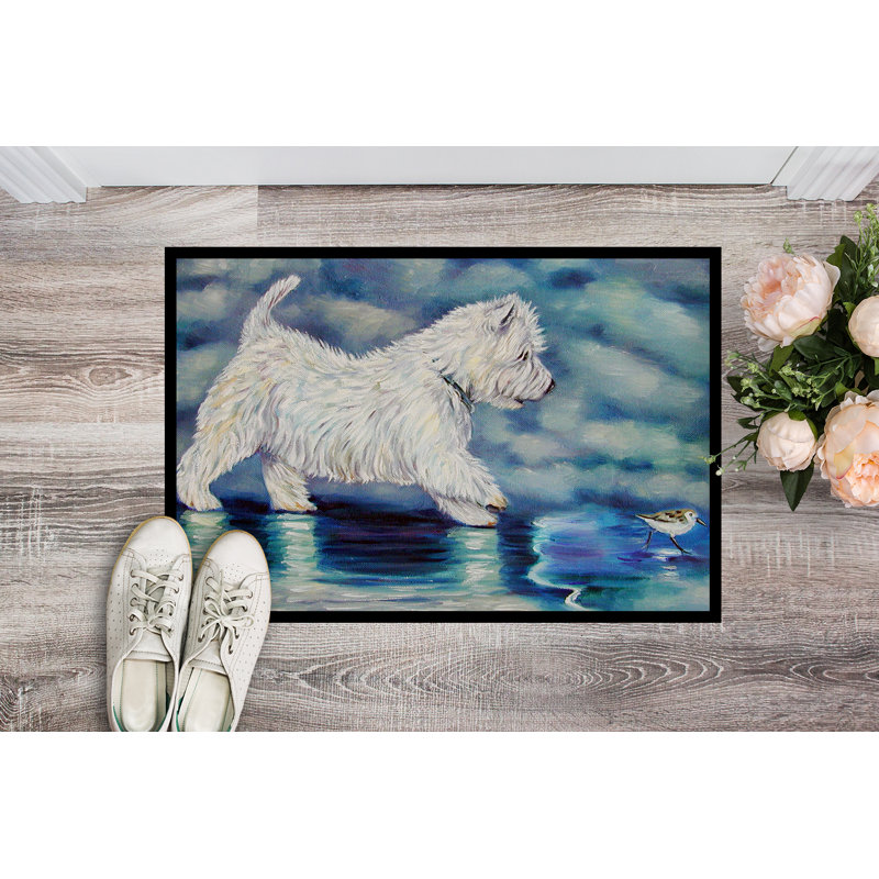 Paillasson d’extérieur antidérapant Trevose Misty Westie, Rectangle 1 pi 6 po x 2 pi 3 po