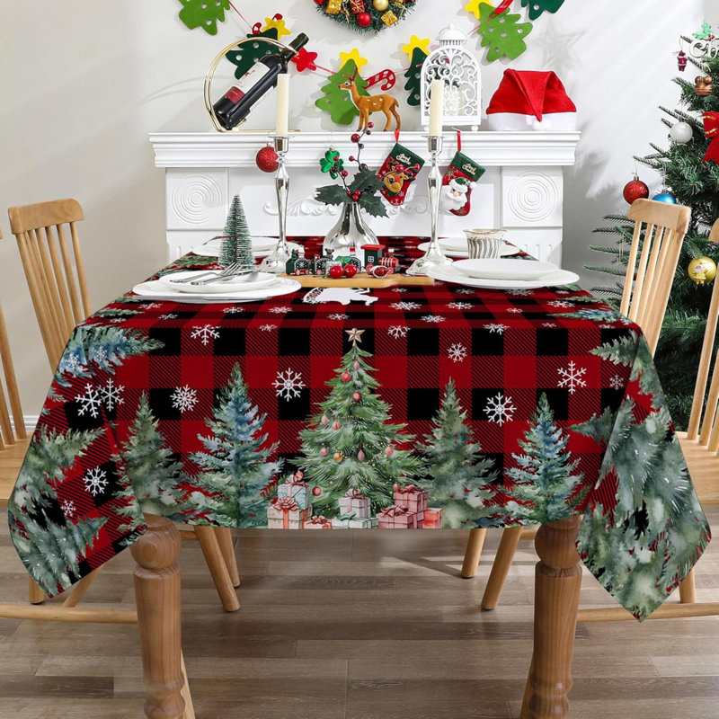 Christmas Tablecloth 60X120 Inches - Farmhouse Red Plaid Christmas Party Decorations For Home - Christmas Table Cloth For Rectangle Table Xmas Holiday Christmas Decor For Kitchen