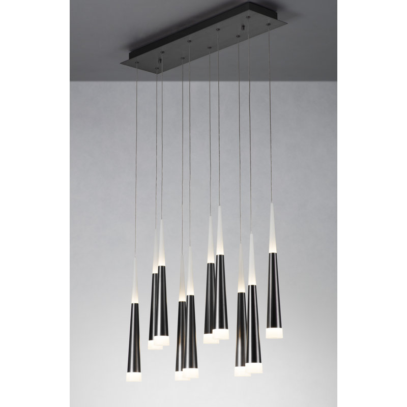 Lustre à 10 lumières DEL Kesean, Gris foncé satiné, 10 lumières
