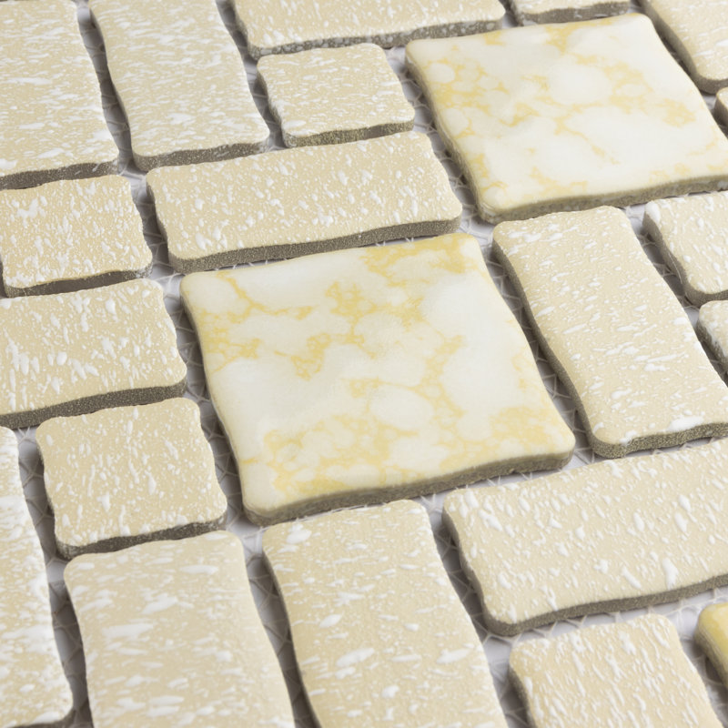 Academy Random Sized Porcelain Versailles Mosaic Wall & Floor Tile, Gold/White