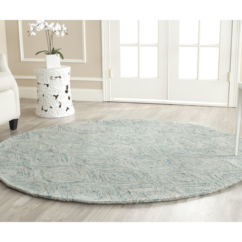 Tapis ikat en laine touffeté à la main Kline, Rond 8 pi