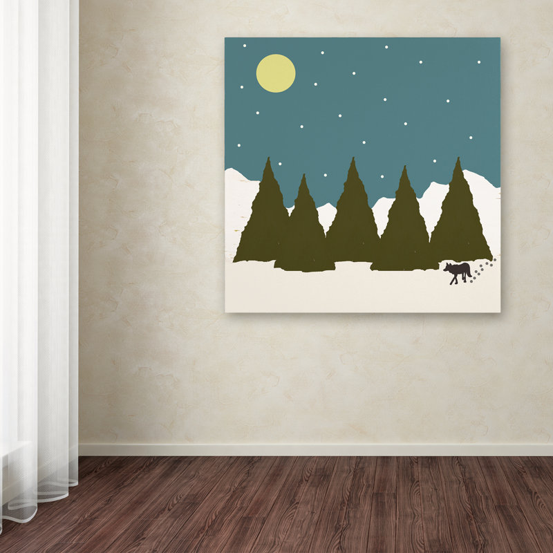 « first snowfall », art sur toile, H 14 po x l 14 po