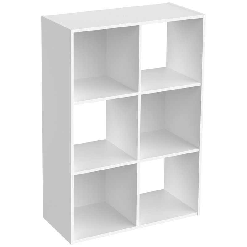 6-Cube Bookcase, Decorative Storage Shelf, (6 Shelves) 23.19"H x 35.94"W x 11.61"D, White