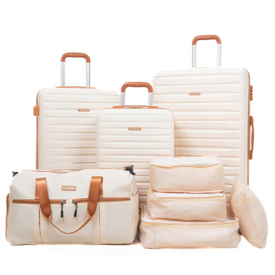 8-Piece Set (20"24"28 +19"fitness bag+4-piece storage bag) ,Hard Case Spinner Wheels ABS Luggage Sets with TSA Lock Carry On Suitcase Luggage Durable